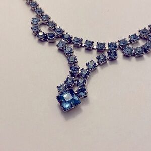Antique Baby Blue Rhinestones Bib Choker / Wedding glam